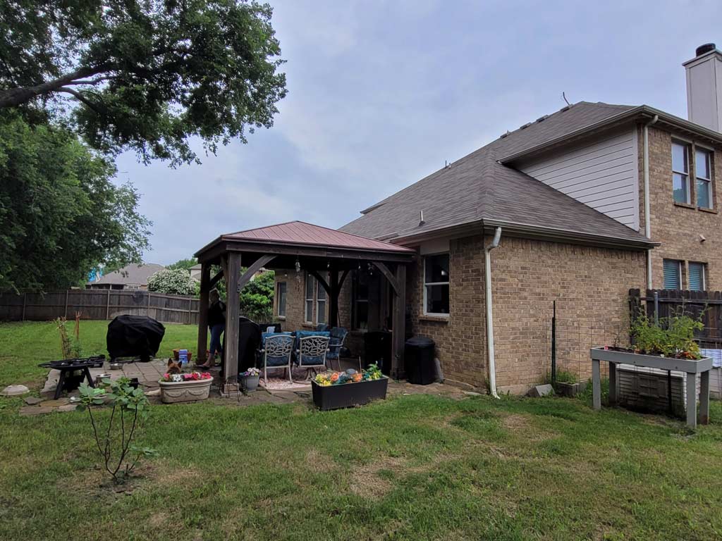 Covered patio and poured slab before construction