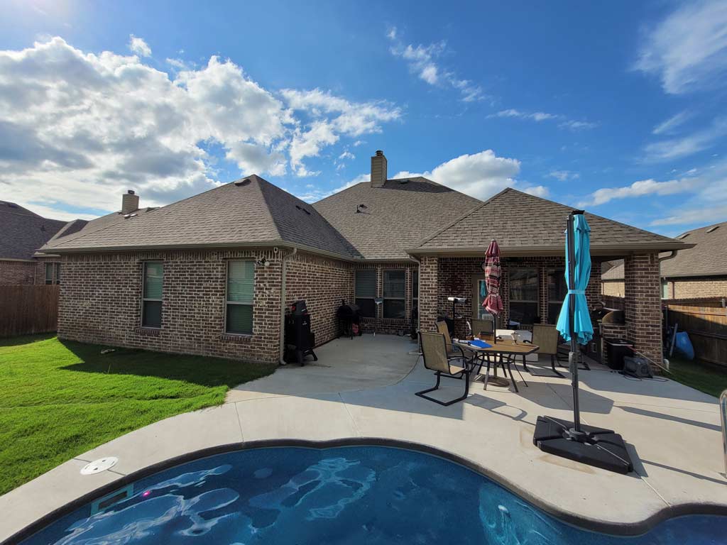 Pergola over an existing pool deck before construction