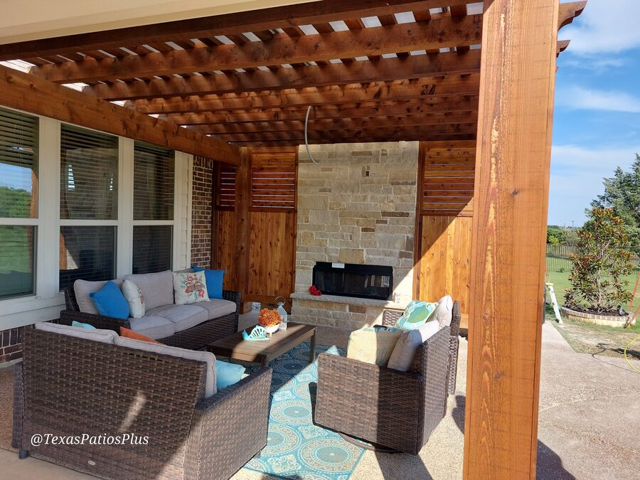 Outdoor fireplace built by Texas Patios Plus in south DFW