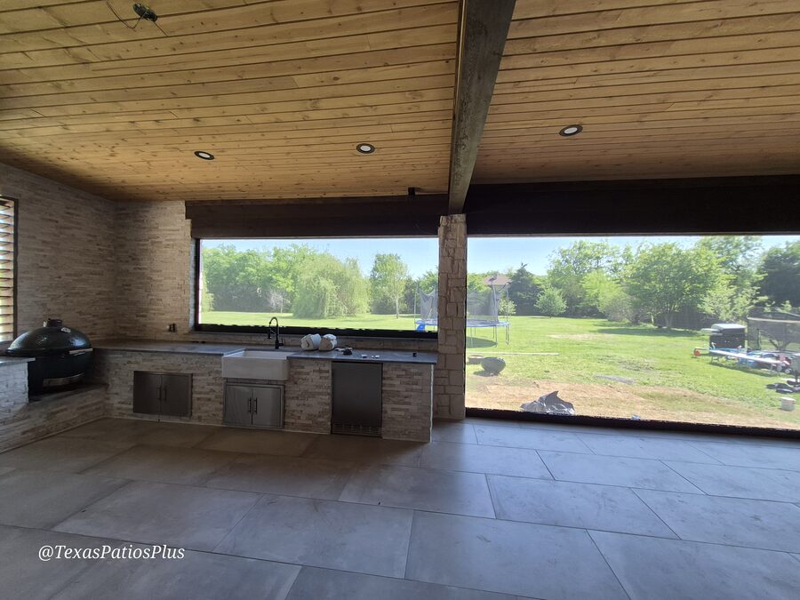 Custom outdoor kitchen built by Texas Patios Plus in south DFW