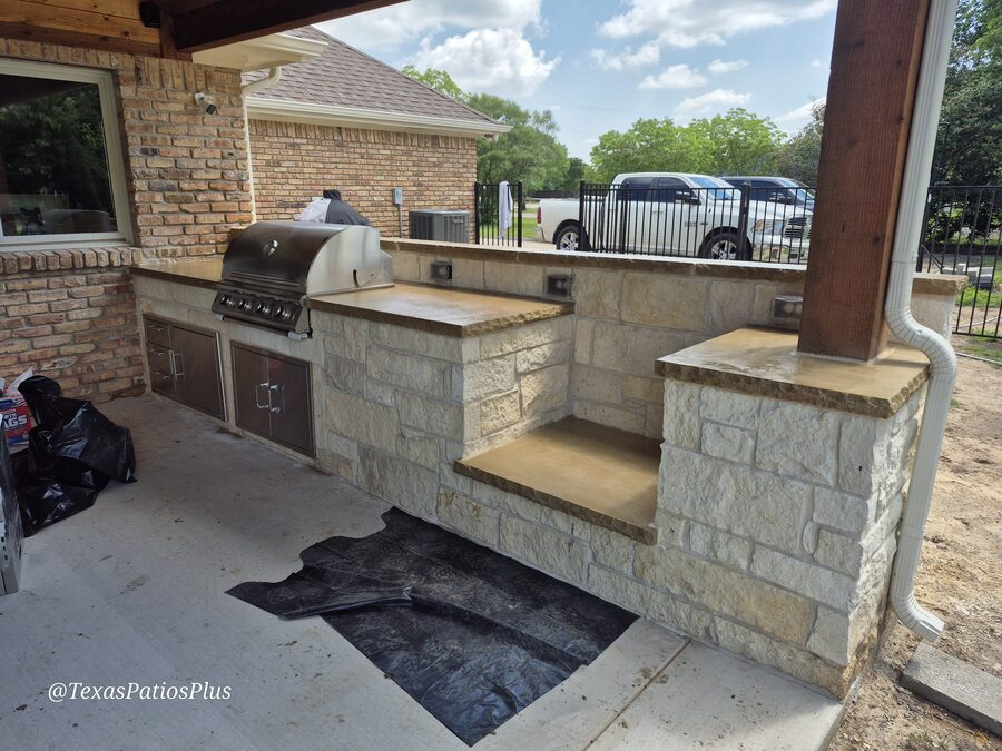 Custom outdoor kitchen built by Texas Patios Plus in south DFW