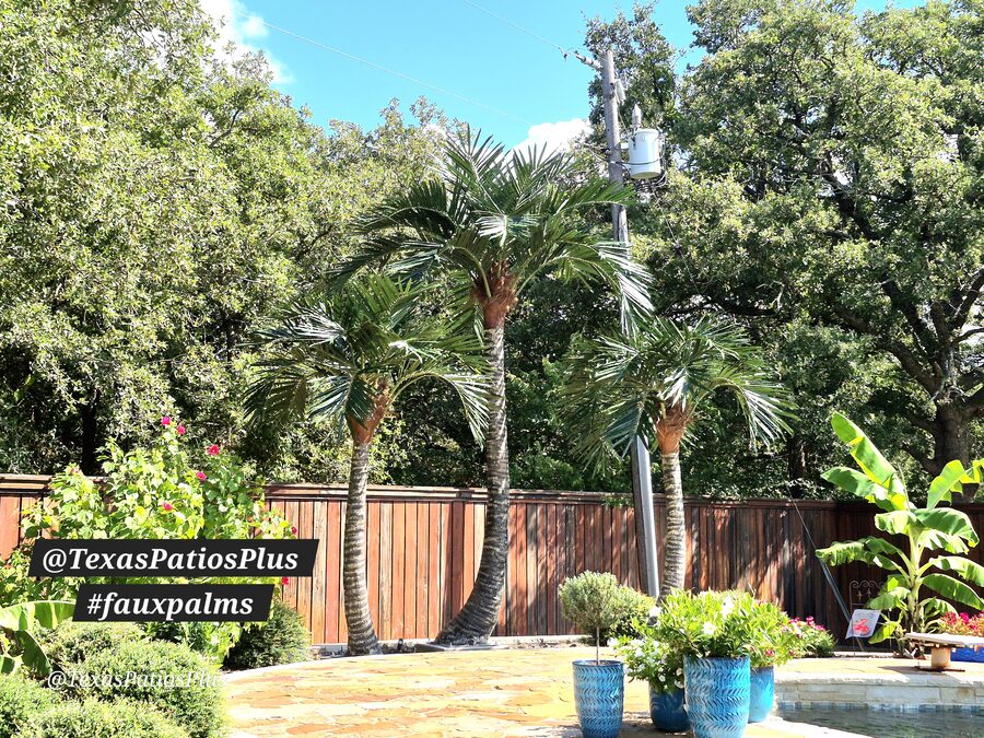 Faux palm trees installed by Texas Patios Plus in south DFW