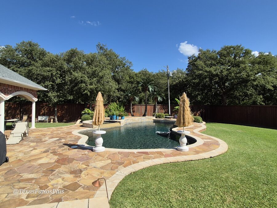 Faux palm trees installed by Texas Patios Plus in south DFW