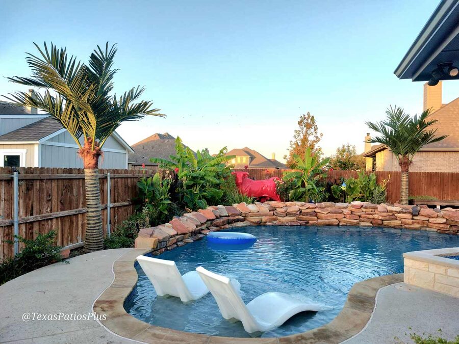 Faux palm trees installed by Texas Patios Plus in south DFW