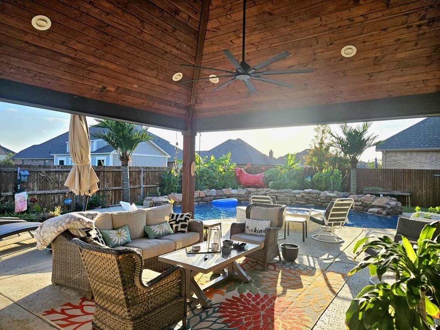 Faux palm trees installed by Texas Patios Plus in south DFW
