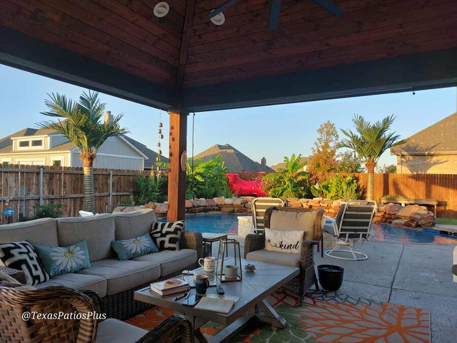 Faux palm trees installed by Texas Patios Plus in south DFW