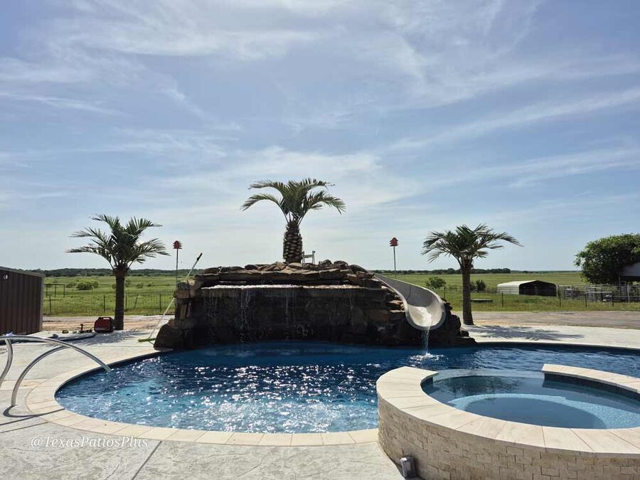 Faux palm trees installed by Texas Patios Plus in south DFW