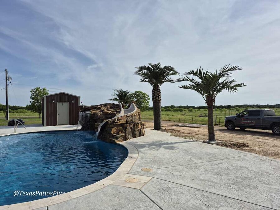 Faux palm trees installed by Texas Patios Plus in south DFW