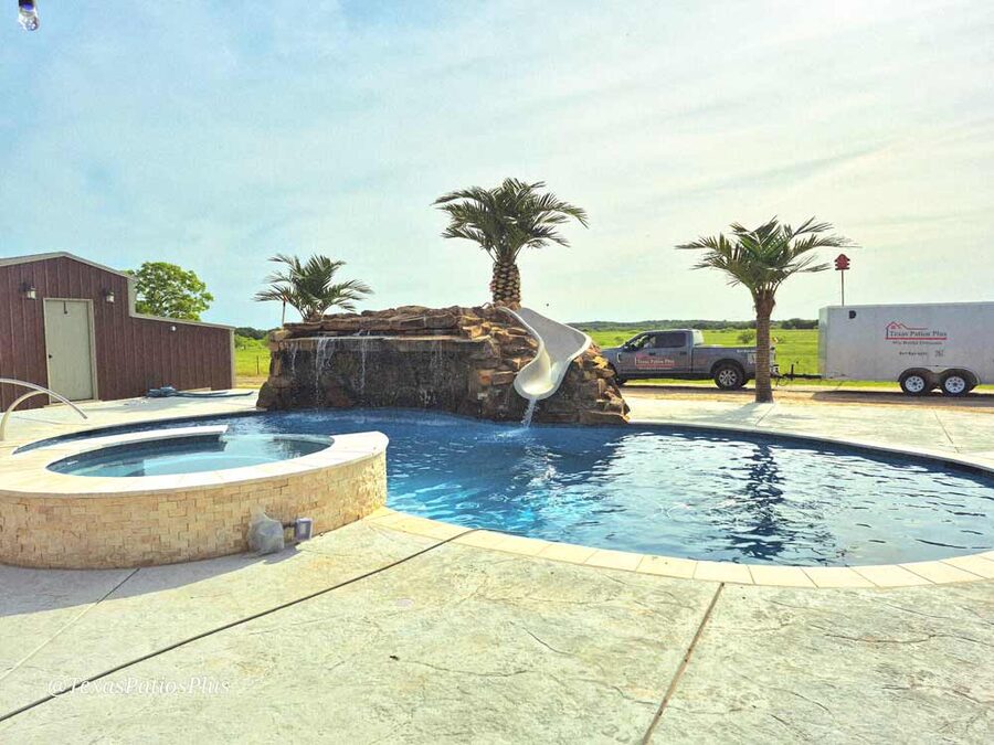 Faux palm trees installed by Texas Patios Plus in south DFW
