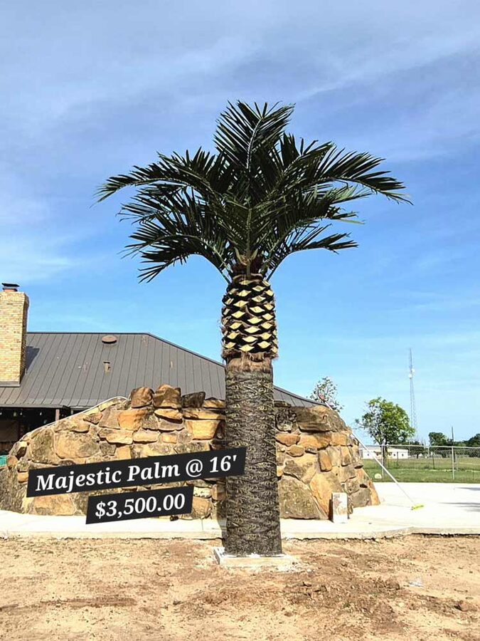 Faux palm trees installed by Texas Patios Plus in south DFW